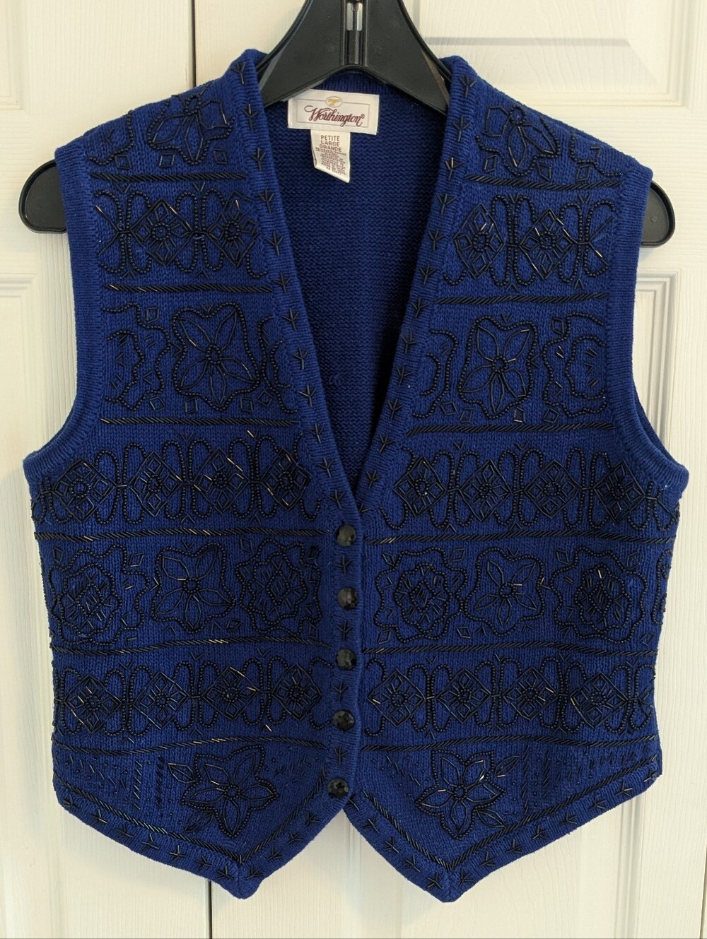 Vintage Washington Originals Blue Embellished Knit Vest
